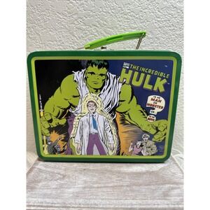 $27 🌙 VINTAGE 1998 Marvel Comics THE INCREDIBLE HULK Metal Tin Lunch Box READ